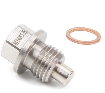 M14 x 1.5 ปลั๊กระบายน้ำมันแม่เหล็กสแตนเลสพร้อมแม่เหล็กนีโอไดเมียมและเครื่องซักผ้าทองแดงเข้ากันได้กับฟอร์ดฮอนด้าจีเอ็มฮุนไดและอีกมากมาย